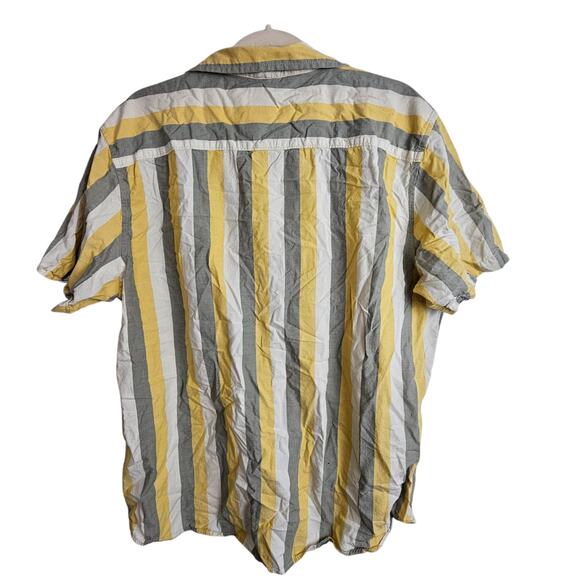 RVCA Shirt RVCA Button Up Short Sleeve Button Up Button Down Shirt Men L Yellow - Picture 8 of 8